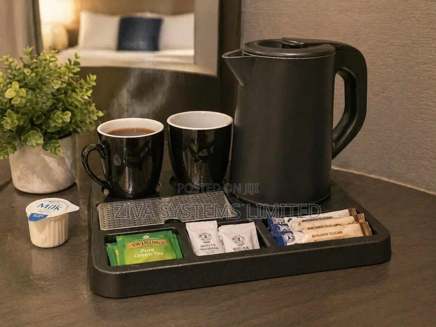 Hotel Electric Kettle Tray Set With 2 Mugs for Sale in Nigeria
