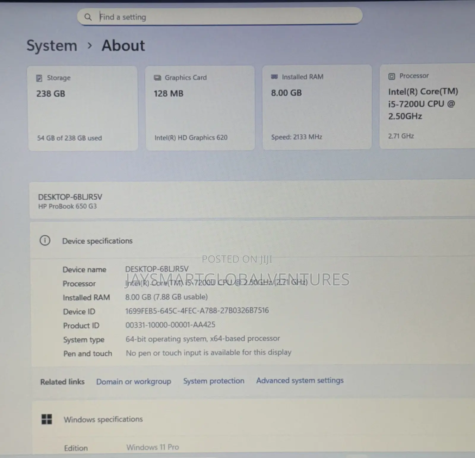 Laptop HP 650 G3 8GB Intel Core i5 SSD 256GB