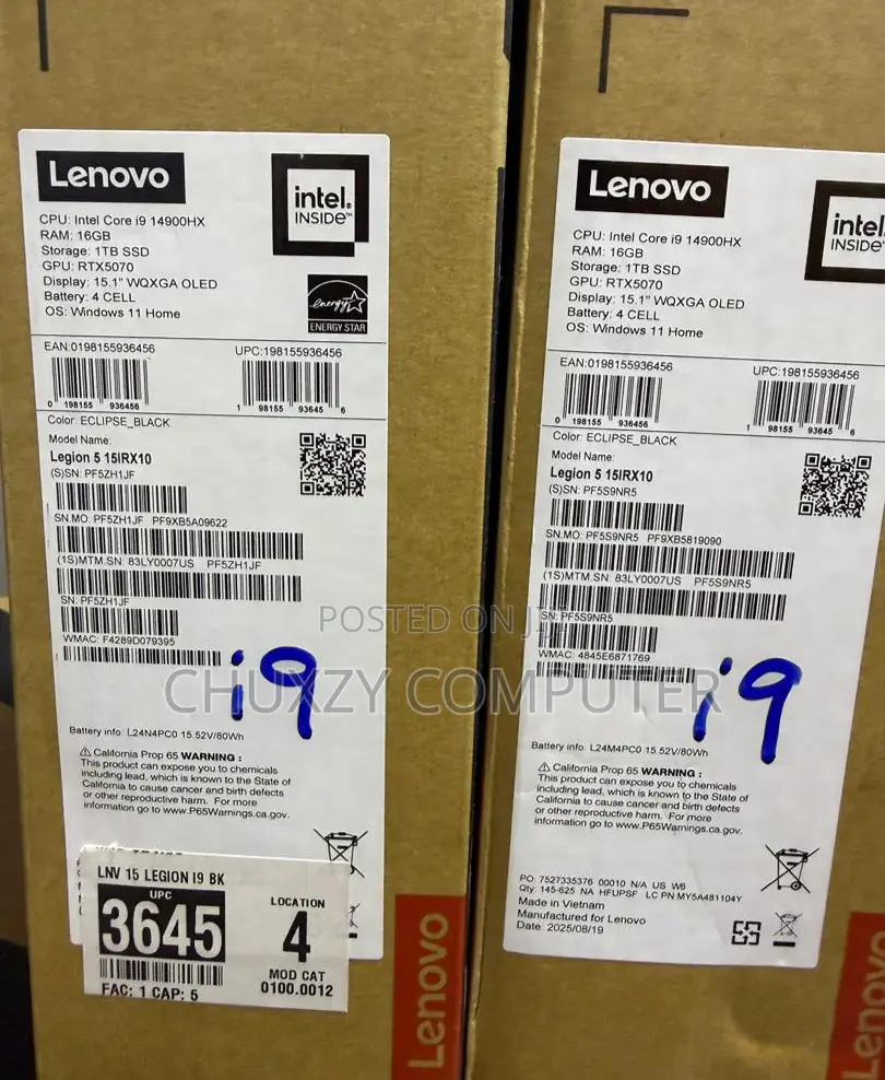 New Laptop Lenovo Legion 5 16GB Intel Core i9 SSD 1T