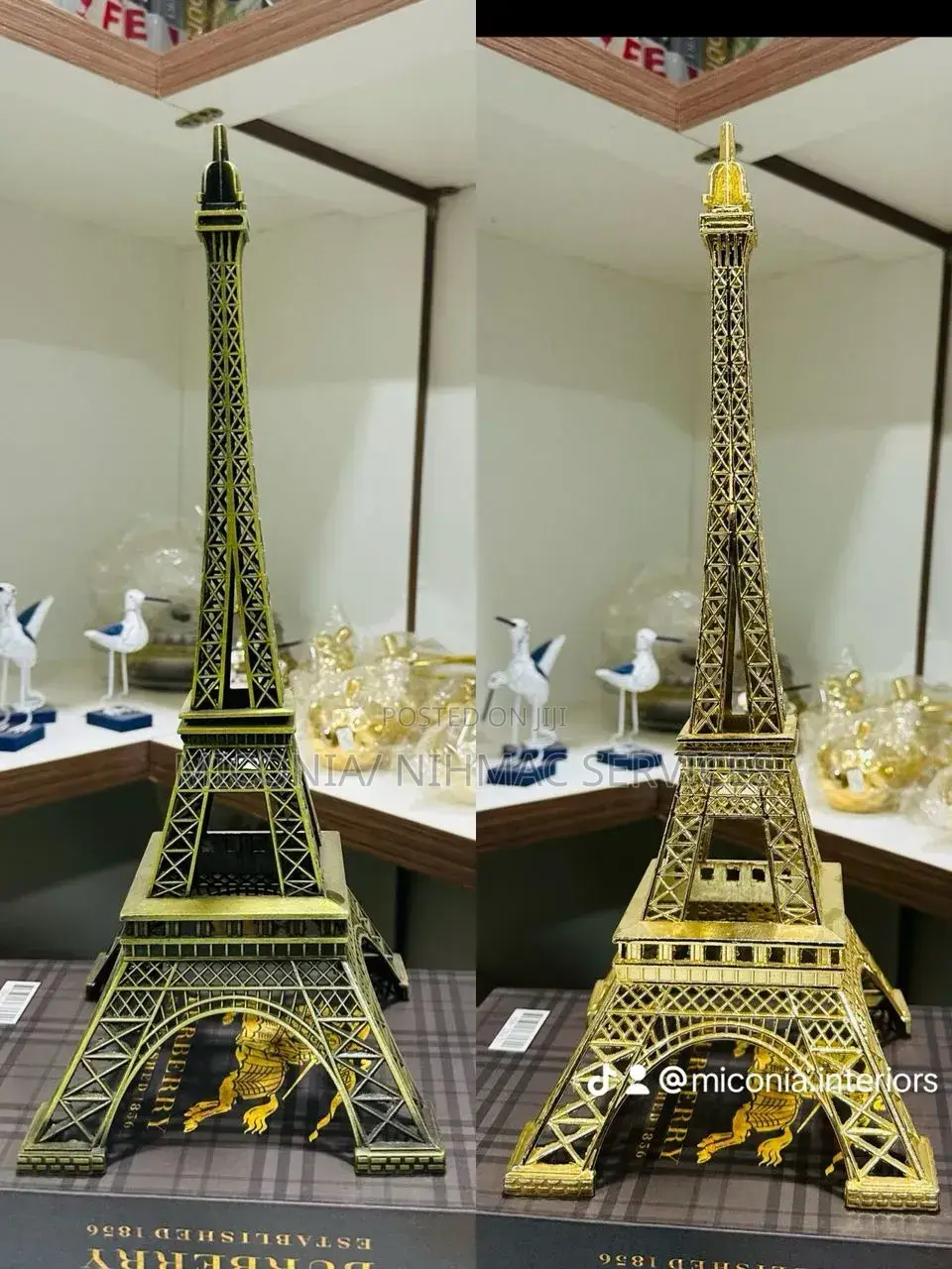 Paris Eiffel Tower Decorative Piece (Gold Antique Finish)