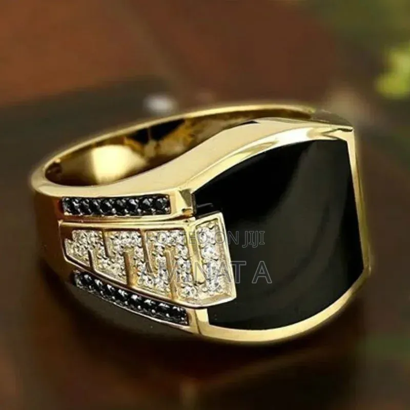 Men Fashion Gold Black Ring