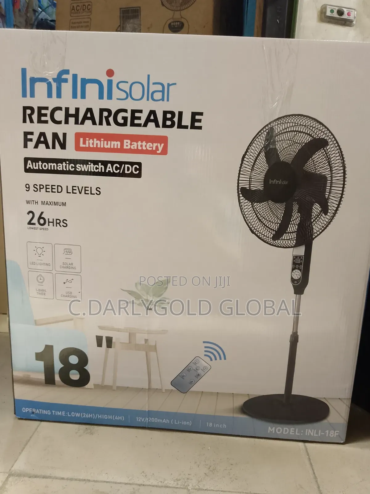 18inches Inflnisolar Rechargeable Standing Fan