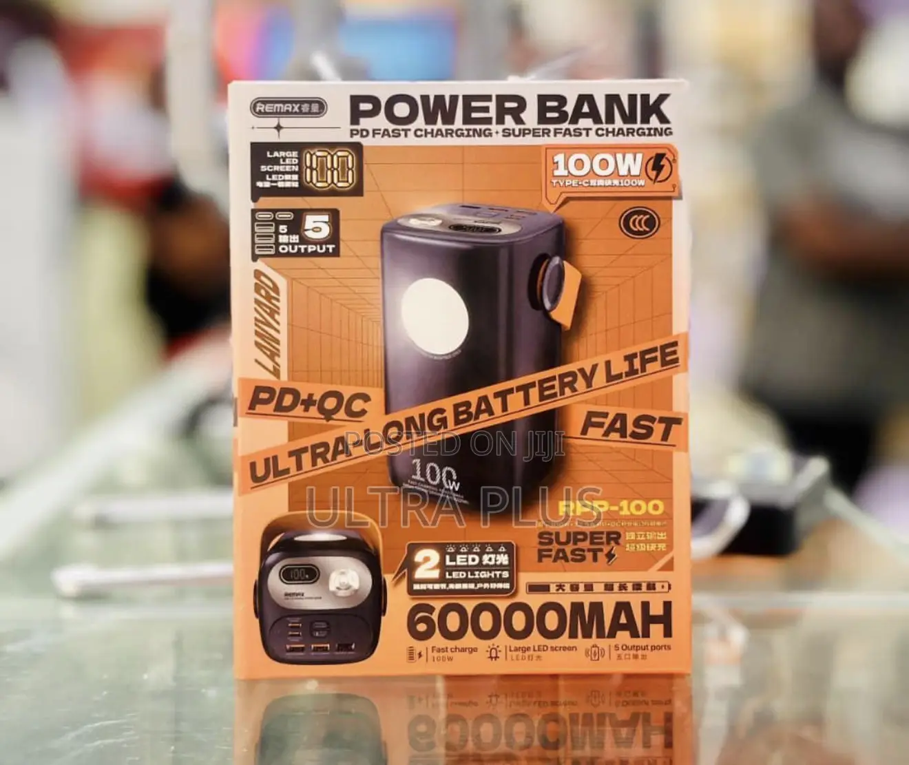 Remax RPP-100 60000mah Pd+Qc Fast Charge With Free Type-C to Hp Cable