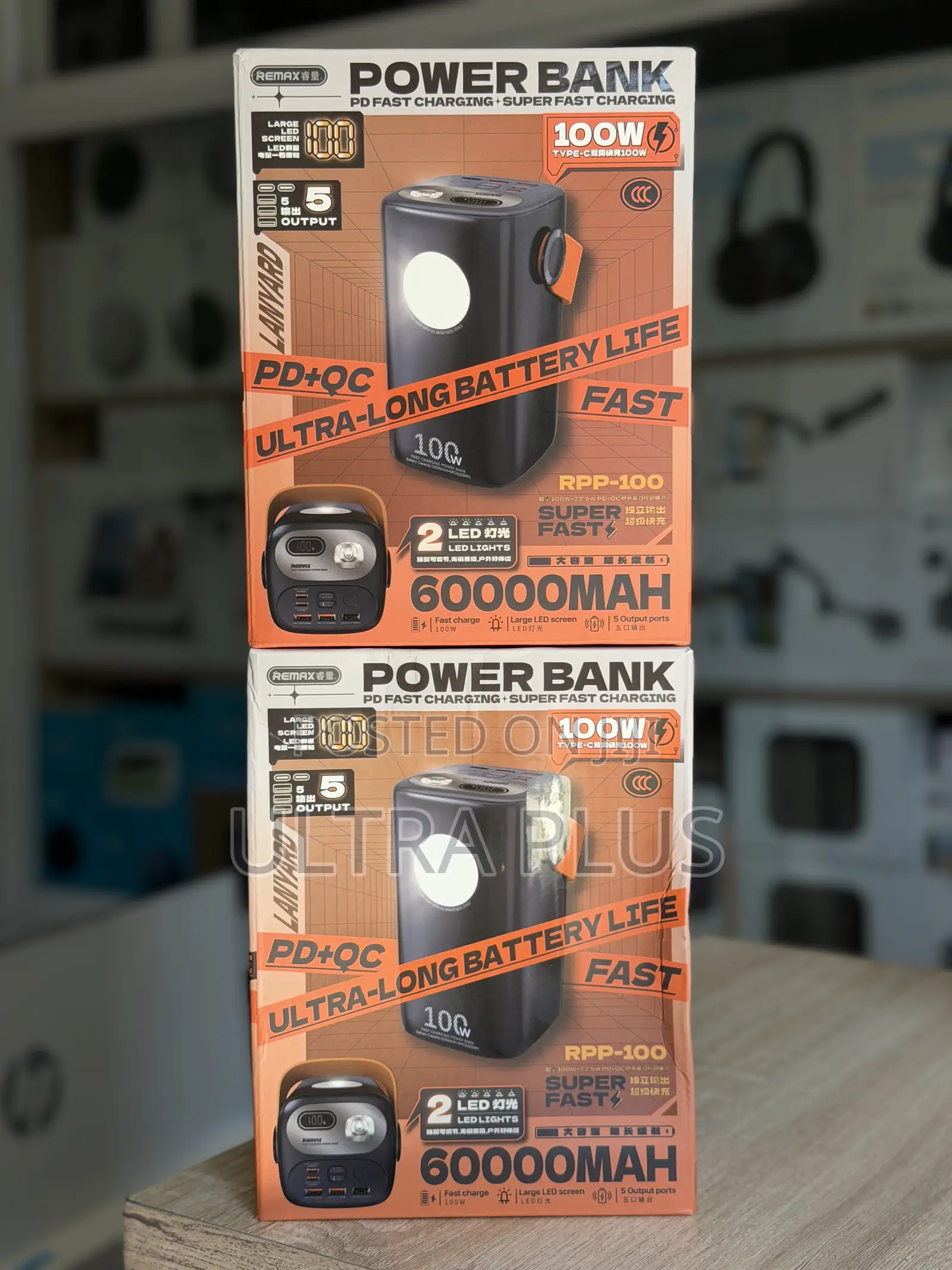 Remax RPP-100 60000mah Pd+Qc Fast Charge With Free Type-C to Hp Cable