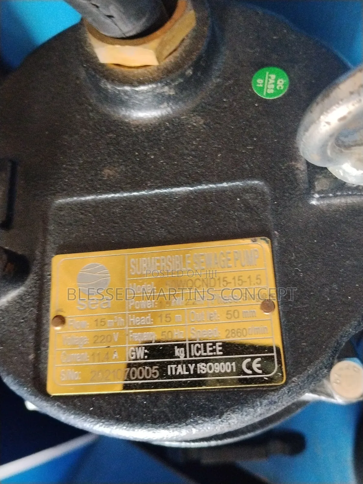 2hp Sewage Submersible Pump With Grinder.Brand Sea. 100% Copper