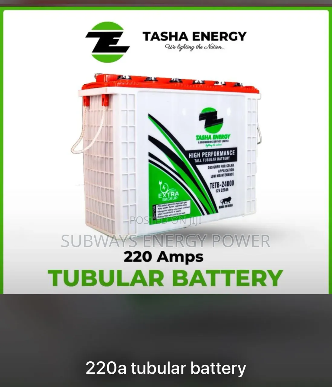 Tasha 220ah Tubular Inverter Battery