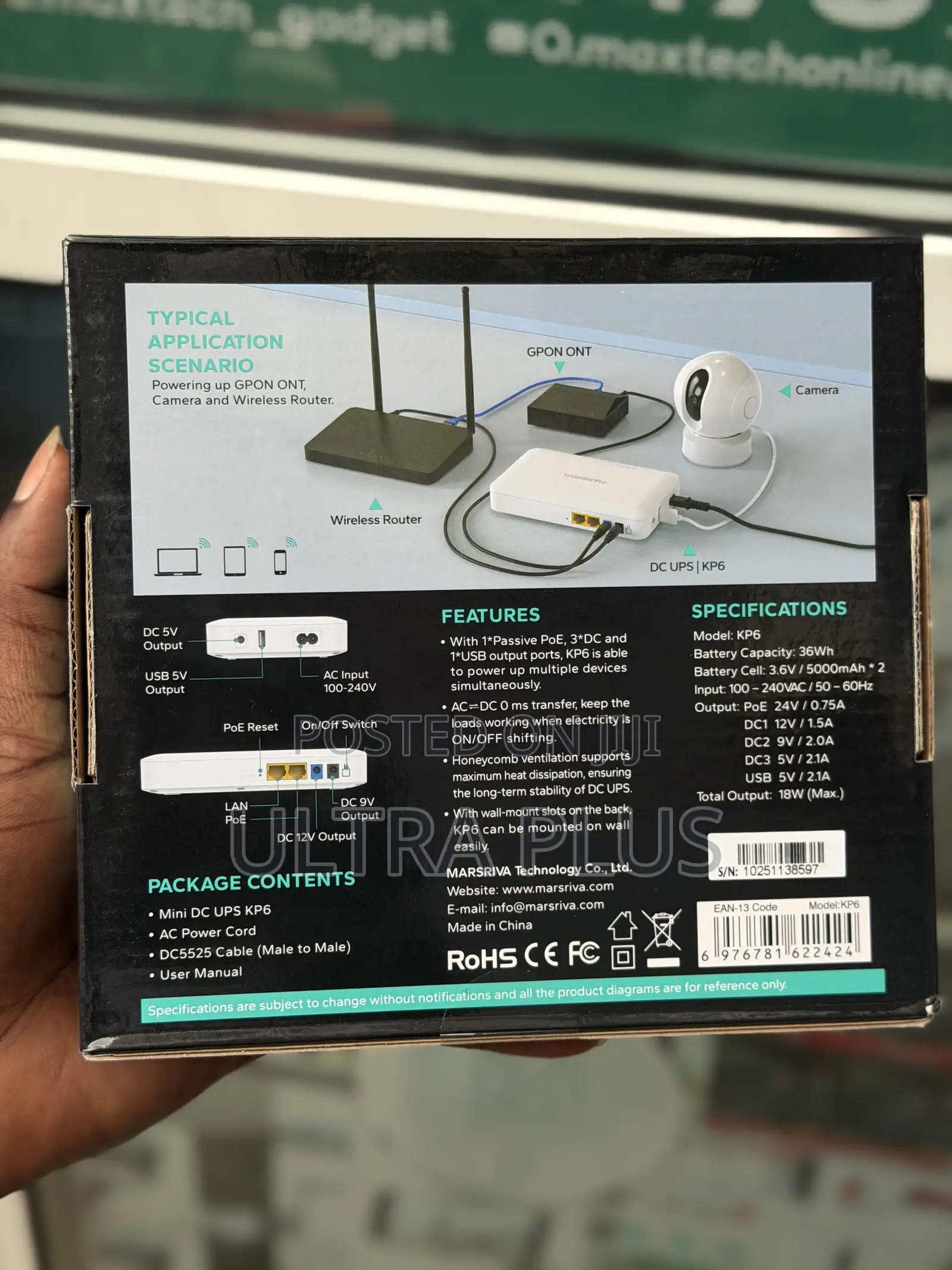 Marsriva Smart Mini Dc Ups 10000mah Router Power Bank