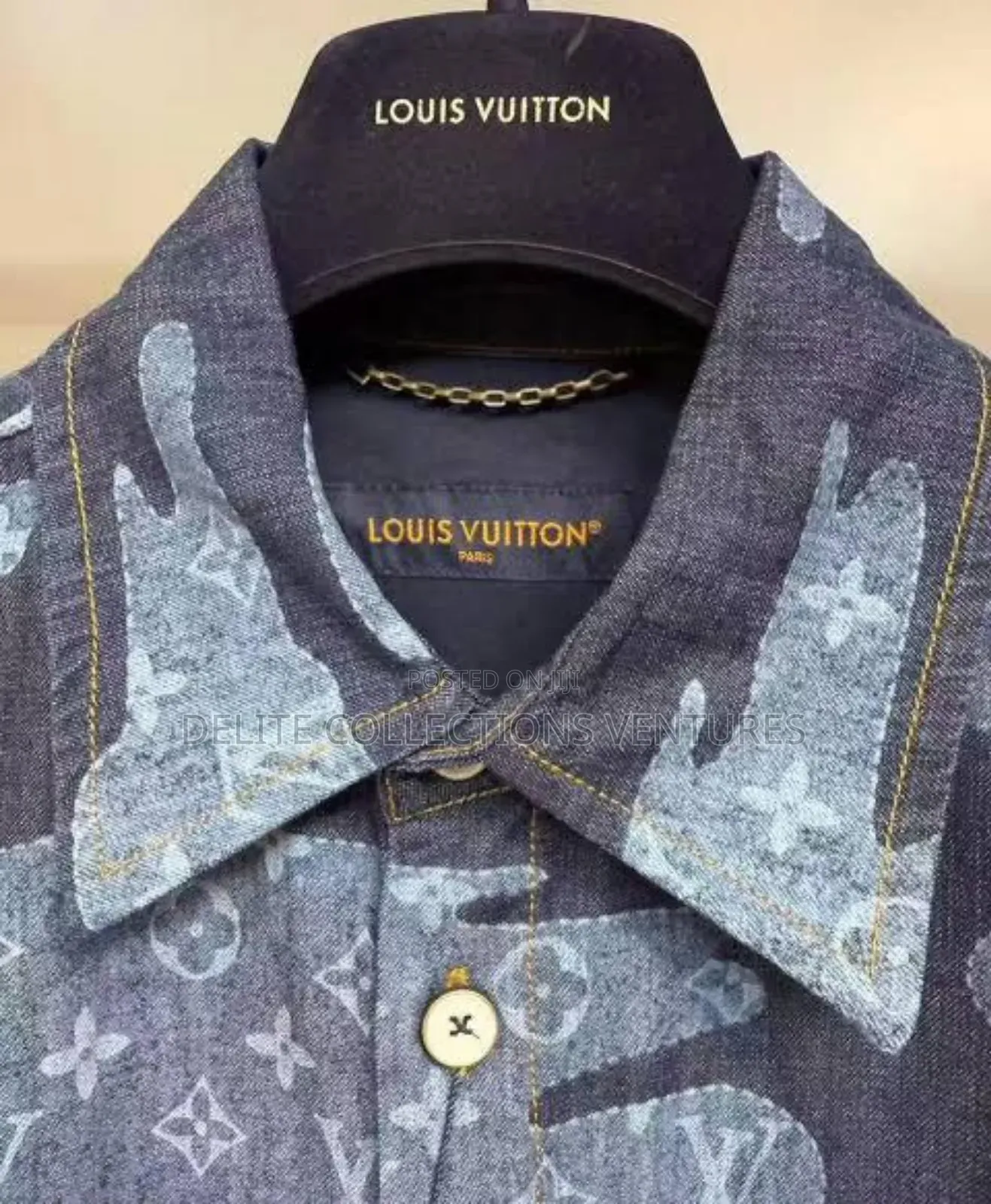 Top Notch Louis Vuitton Men’S Denim Short-Sleeved Shirt 