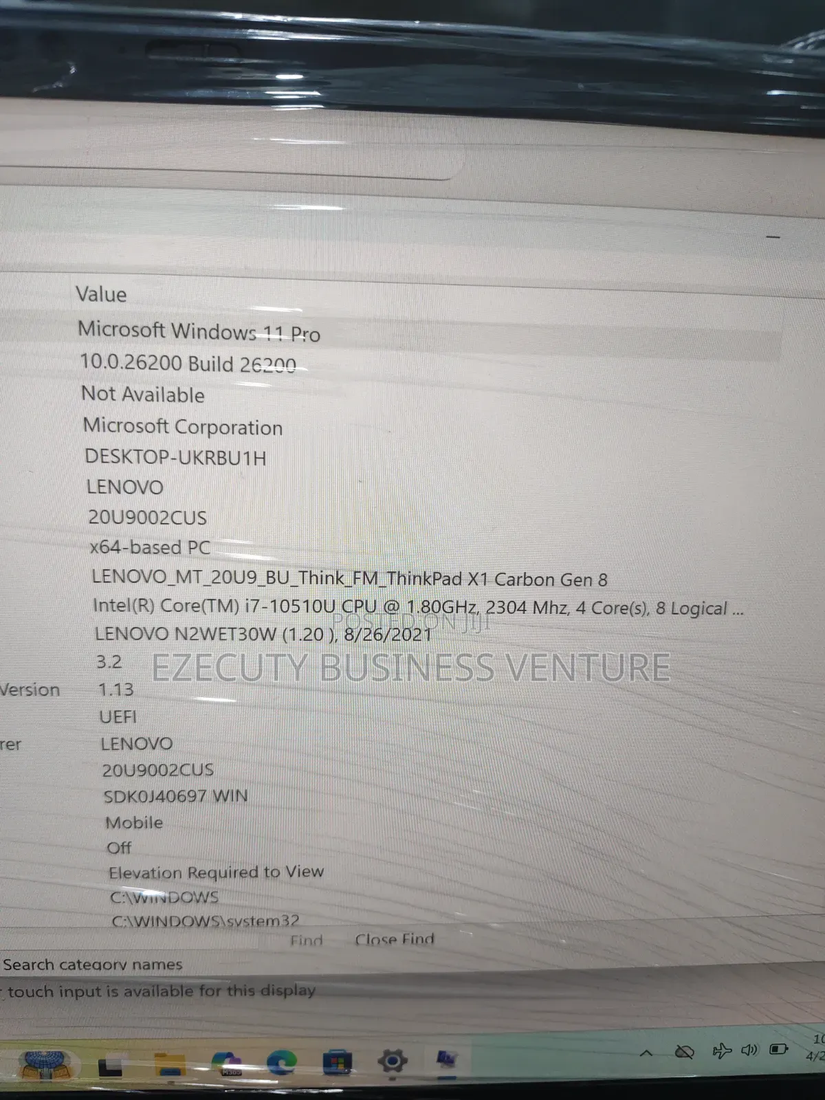 Laptop Lenovo ThinkPad X1 Carbon 16GB Intel Core i7 SSD 512GB