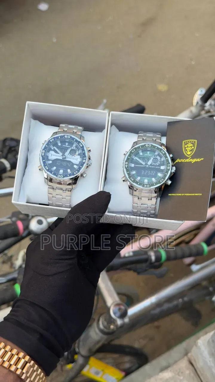 Poedagar Quality Digital and Analog "Steel" Strap Watch for Men