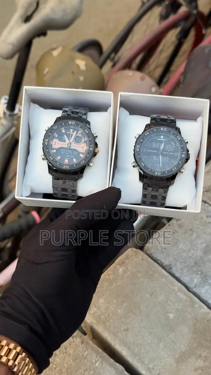 Poedagar Quality Digital and Analog "Steel" Strap Watch for Men