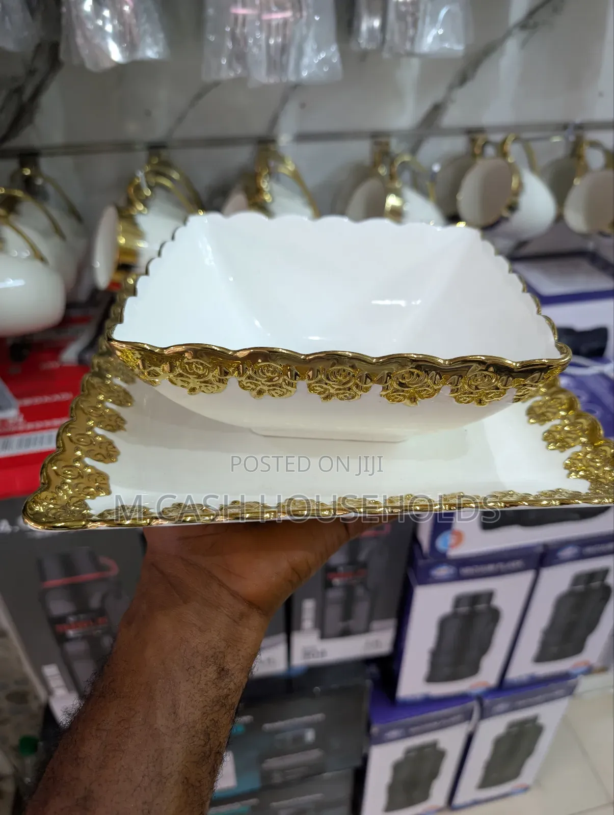 Plate and Soup Bowl With Gold Trim