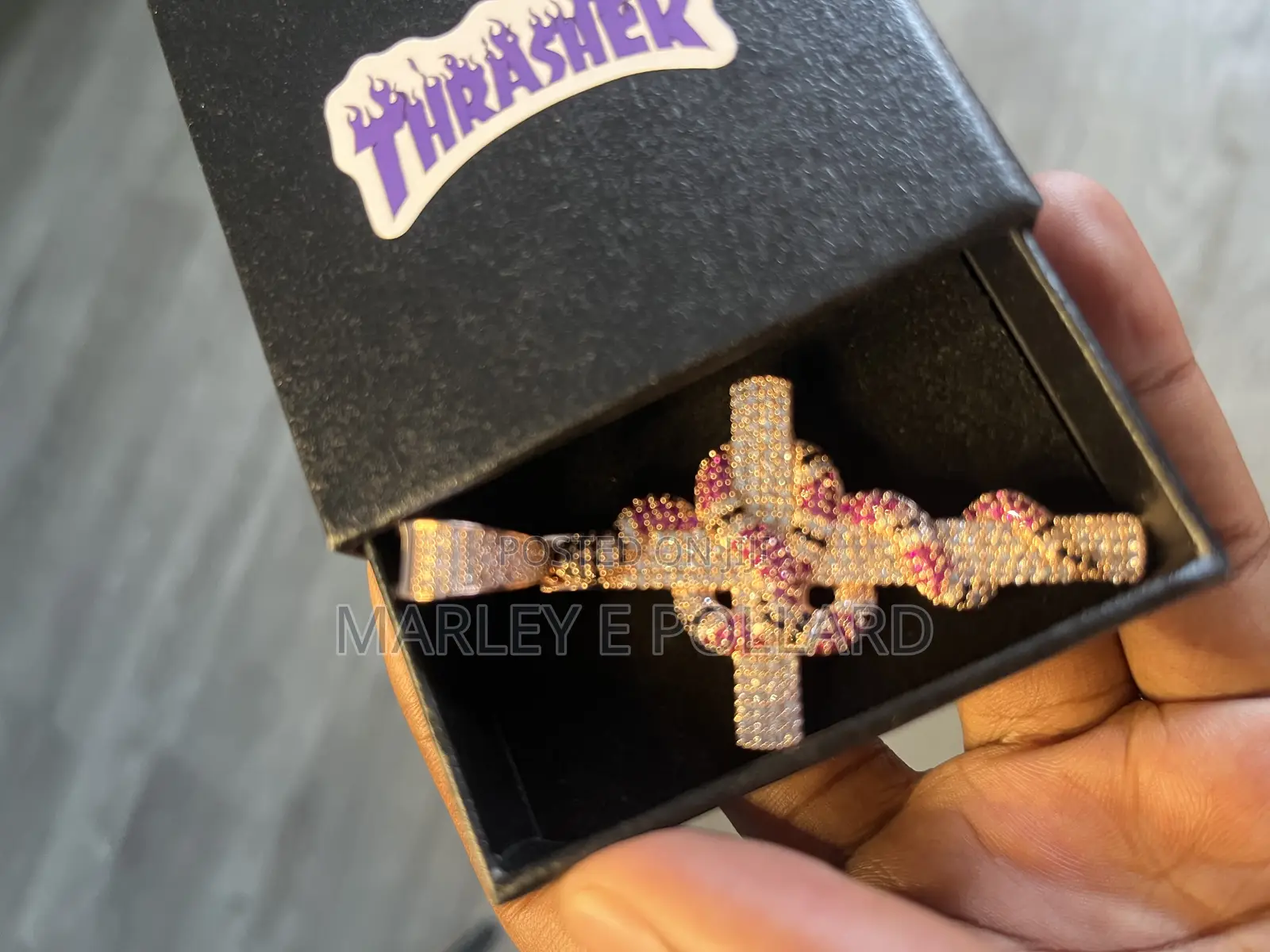 Carbon Diamond A+ Iced Out Stones Pendant Rope Necklace Rose Gold