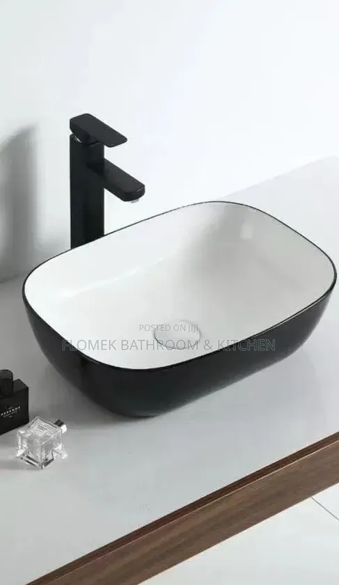 Luxury Matte Black White Countertop Basin Sink – And Mixer
