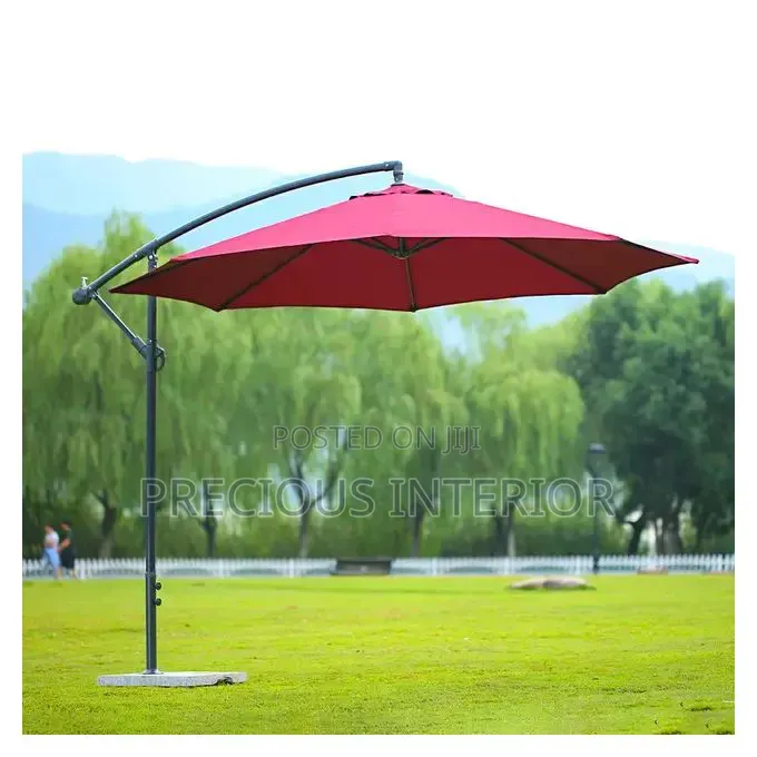 Outdoor Umbrella Cantilever Support With Marble Base- Red