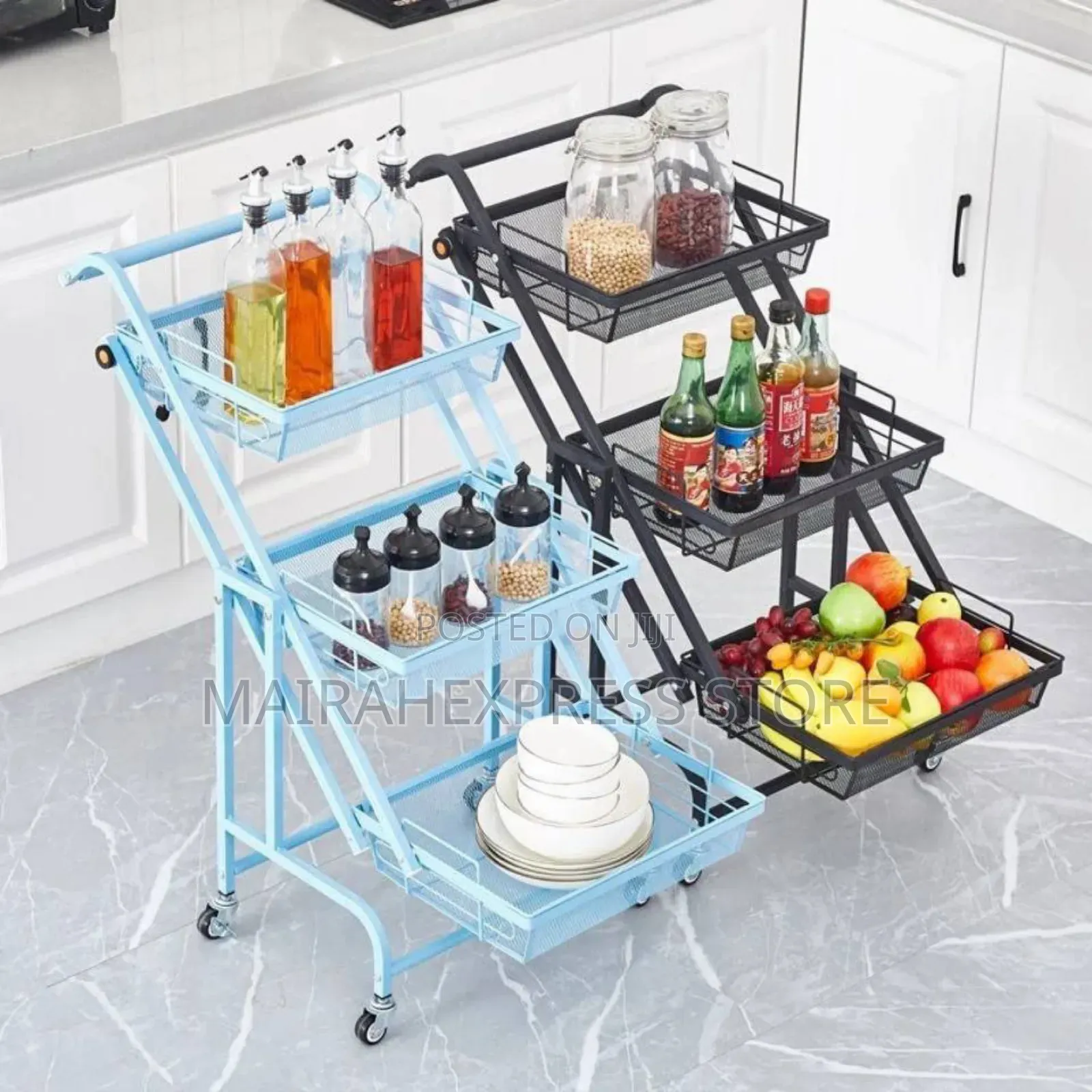3 Tier Convertible Kitchen Storage Trolley Cart (Sb)