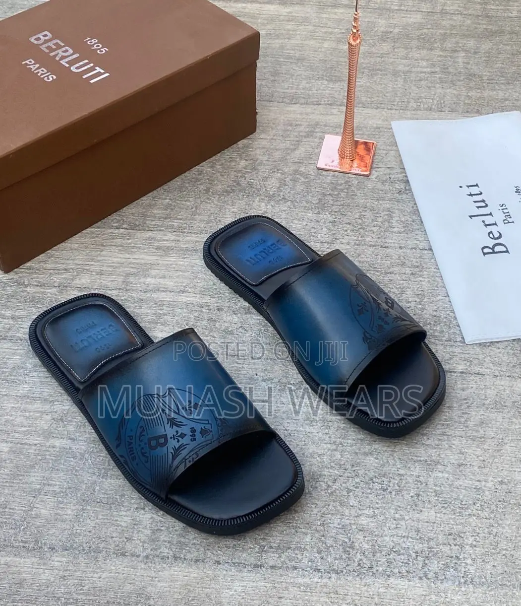 Berluti Leather Slipers 40-46 Available in Brown and Blue