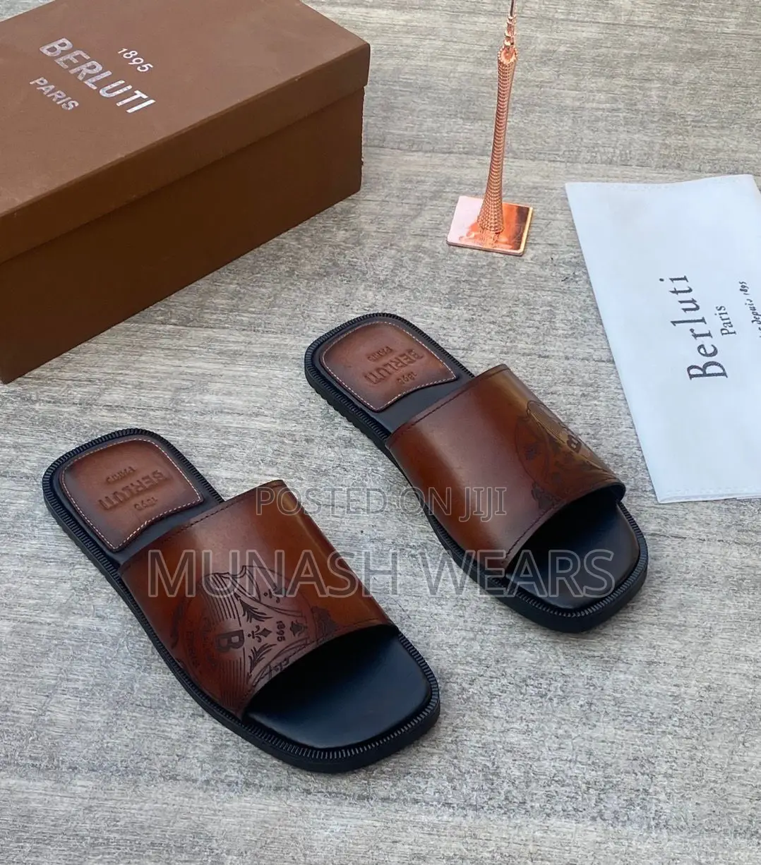 Berluti Leather Slipers 40-46 Available in Brown and Blue