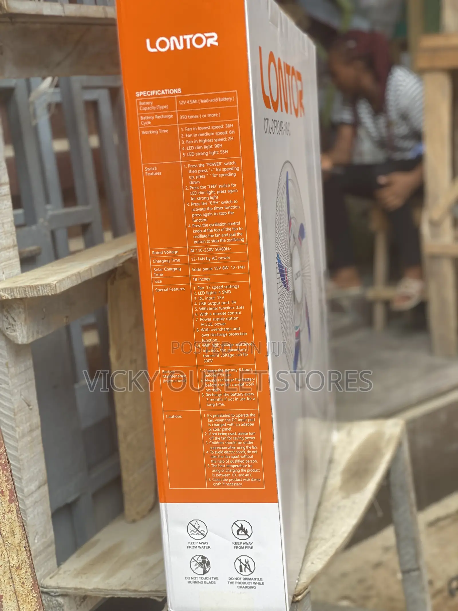 Lontor 18”Rechargeable Standing Fan