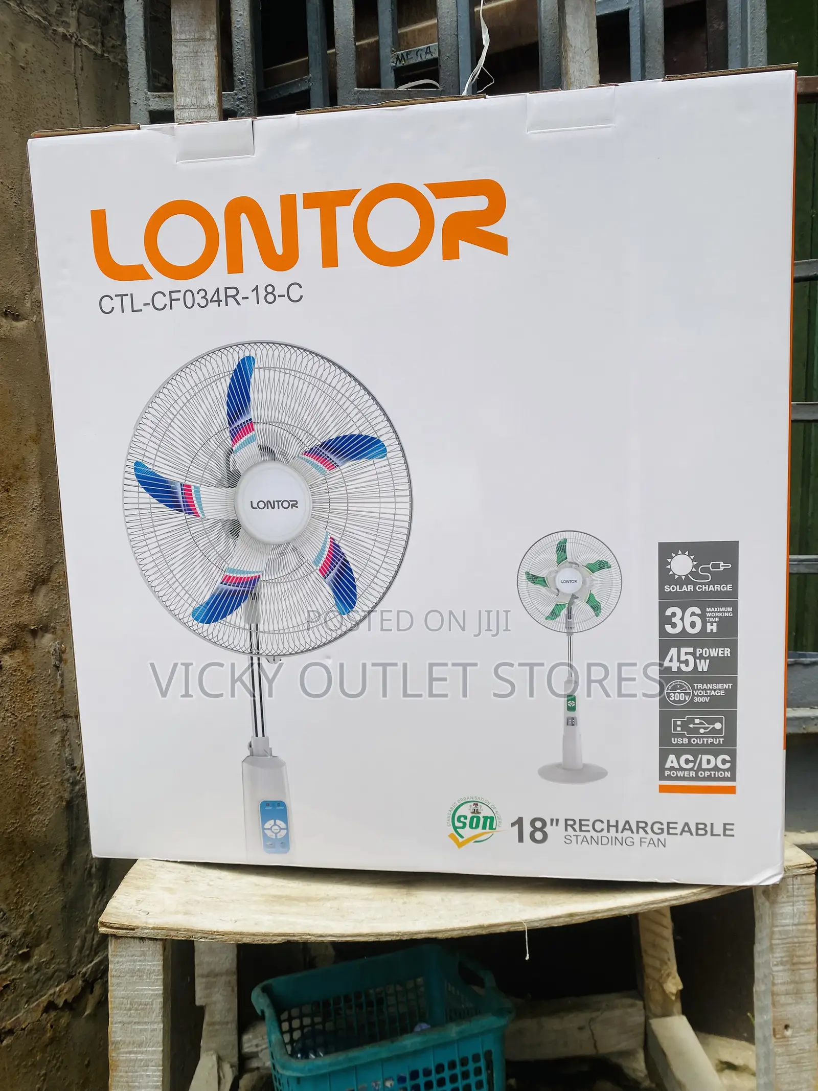 Lontor 18”Rechargeable Standing Fan