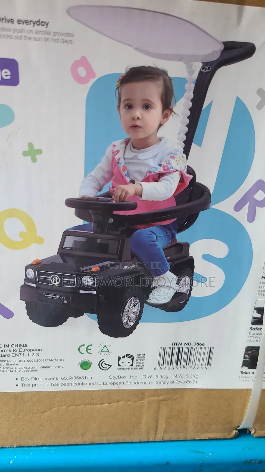 Kid's Push Car With Canopy