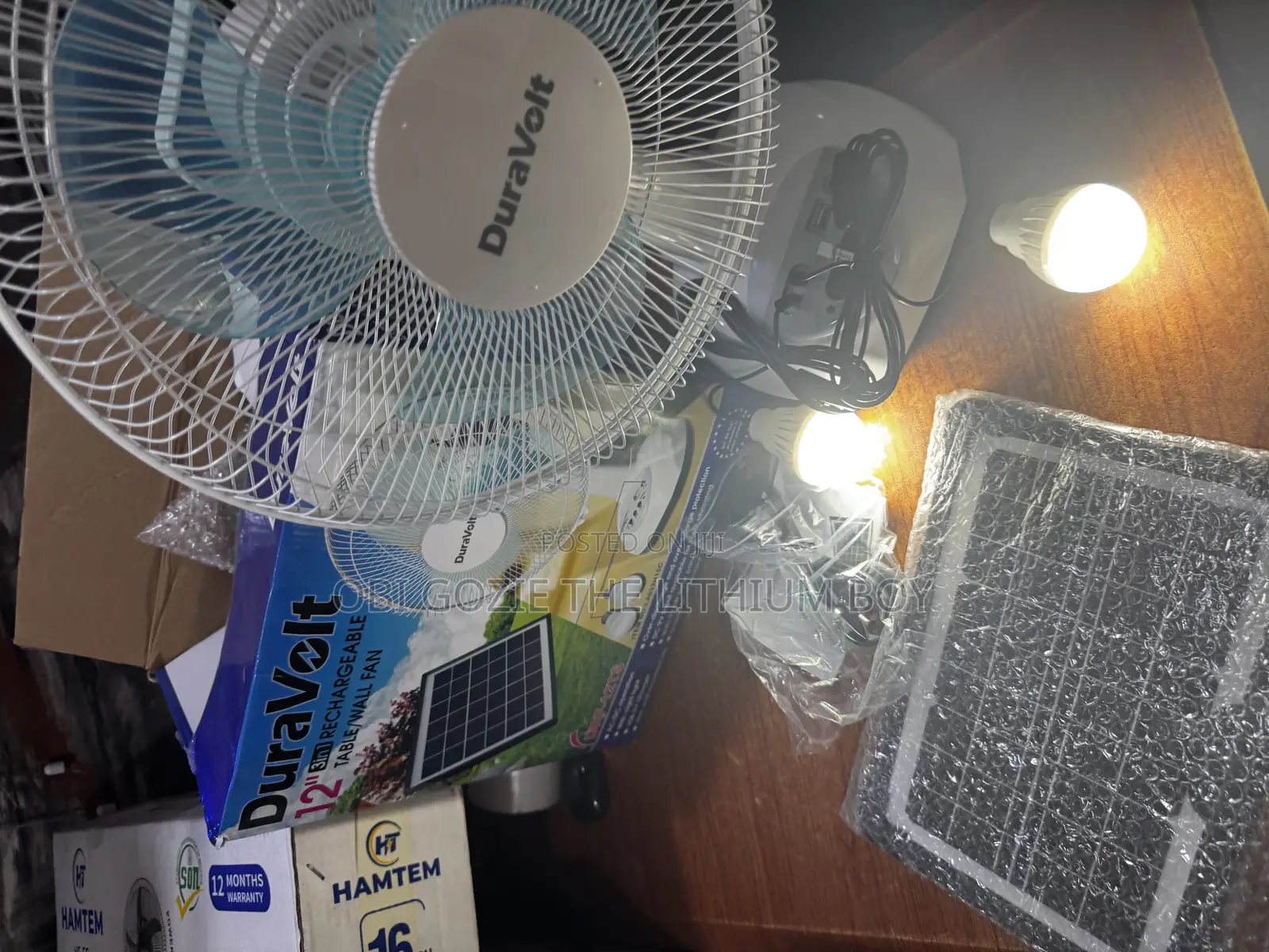 3in1 Dura Volts Rechargeable Fan With Solar Panel