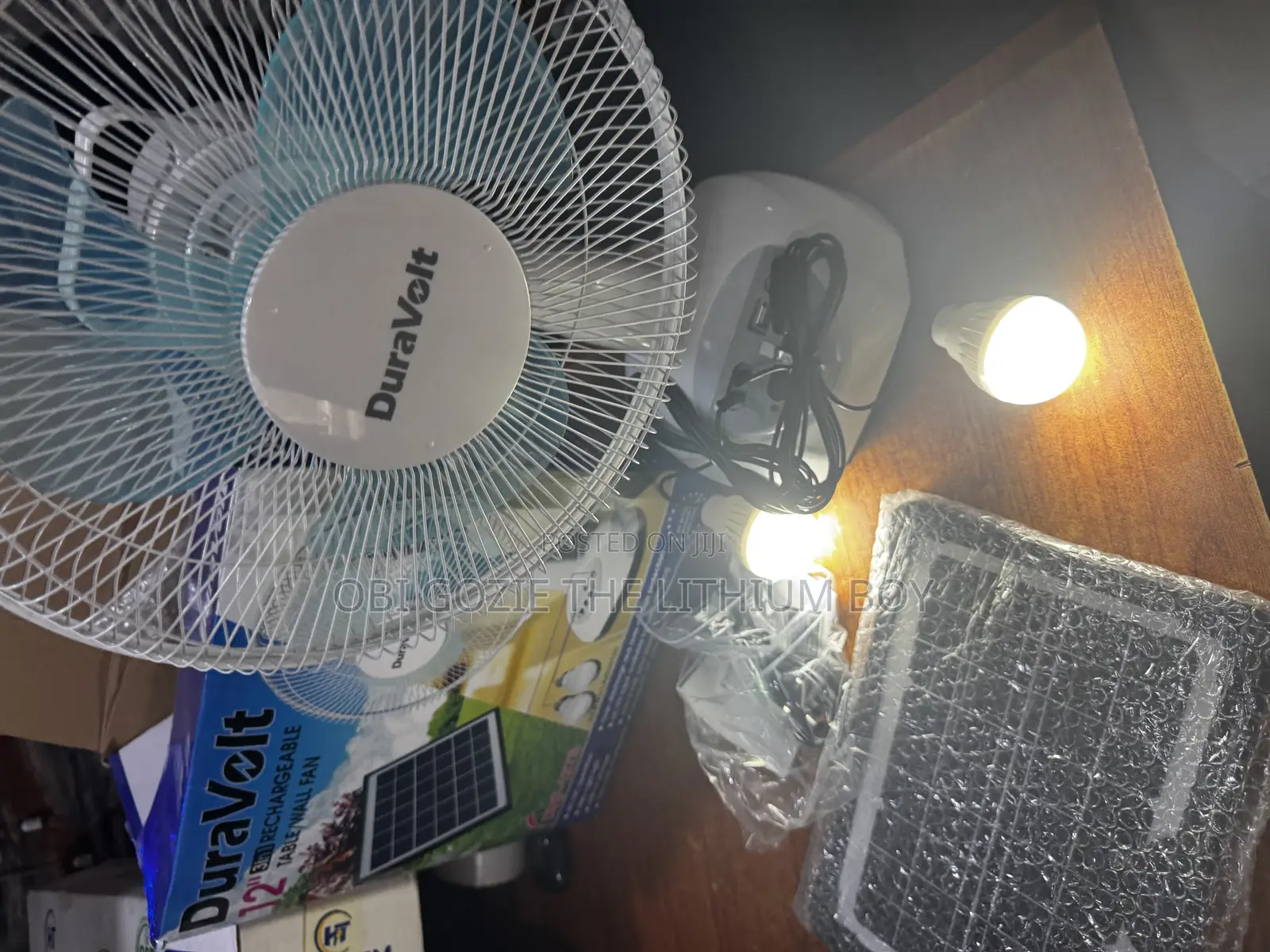 3 In1 Dura Volts Rechargeable Solar Table Fan With Solar Panel Bulb