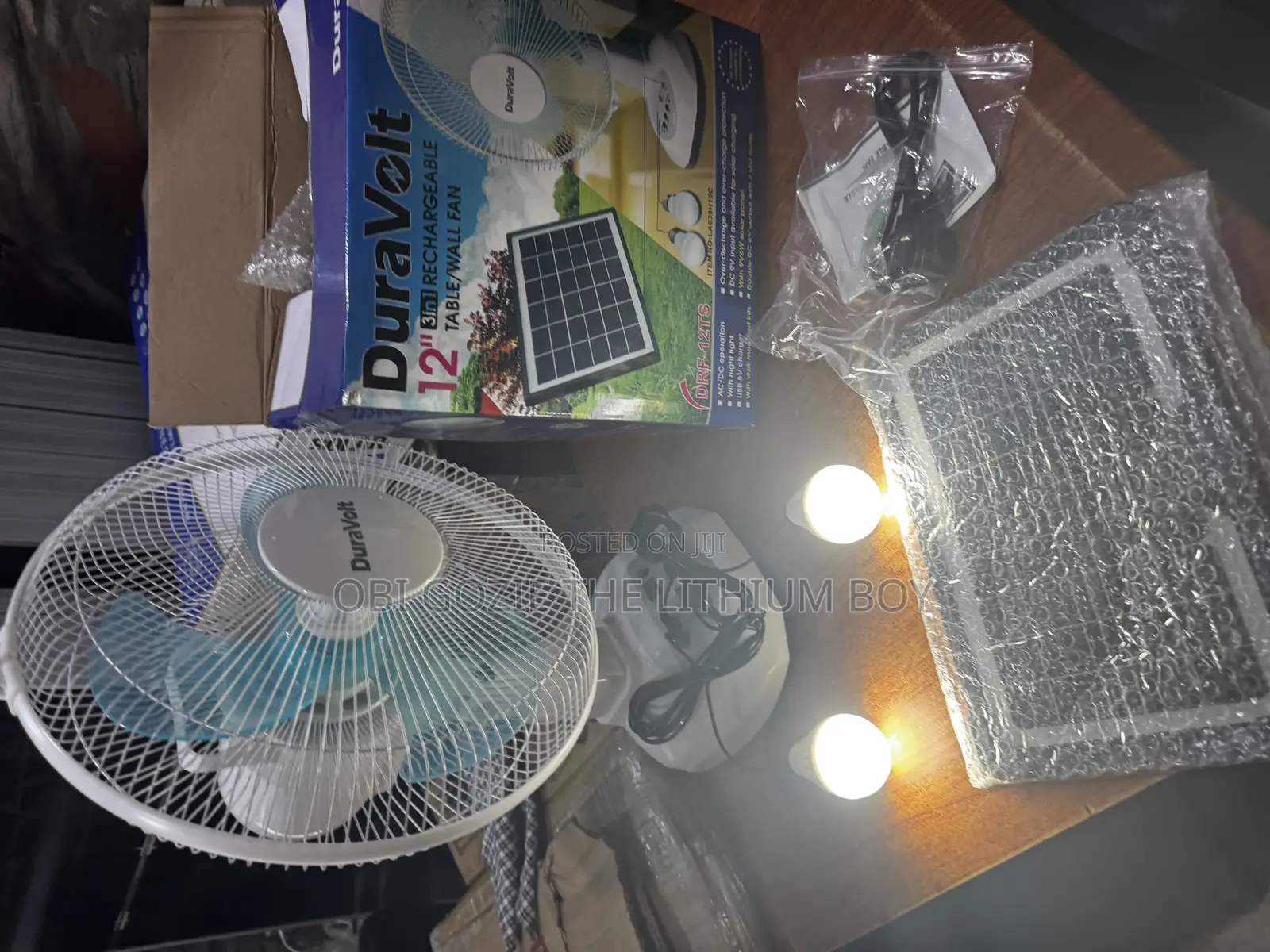 Dura Volts Solar Table Fan With Solar Panel and Bulb in Abuja Jabi