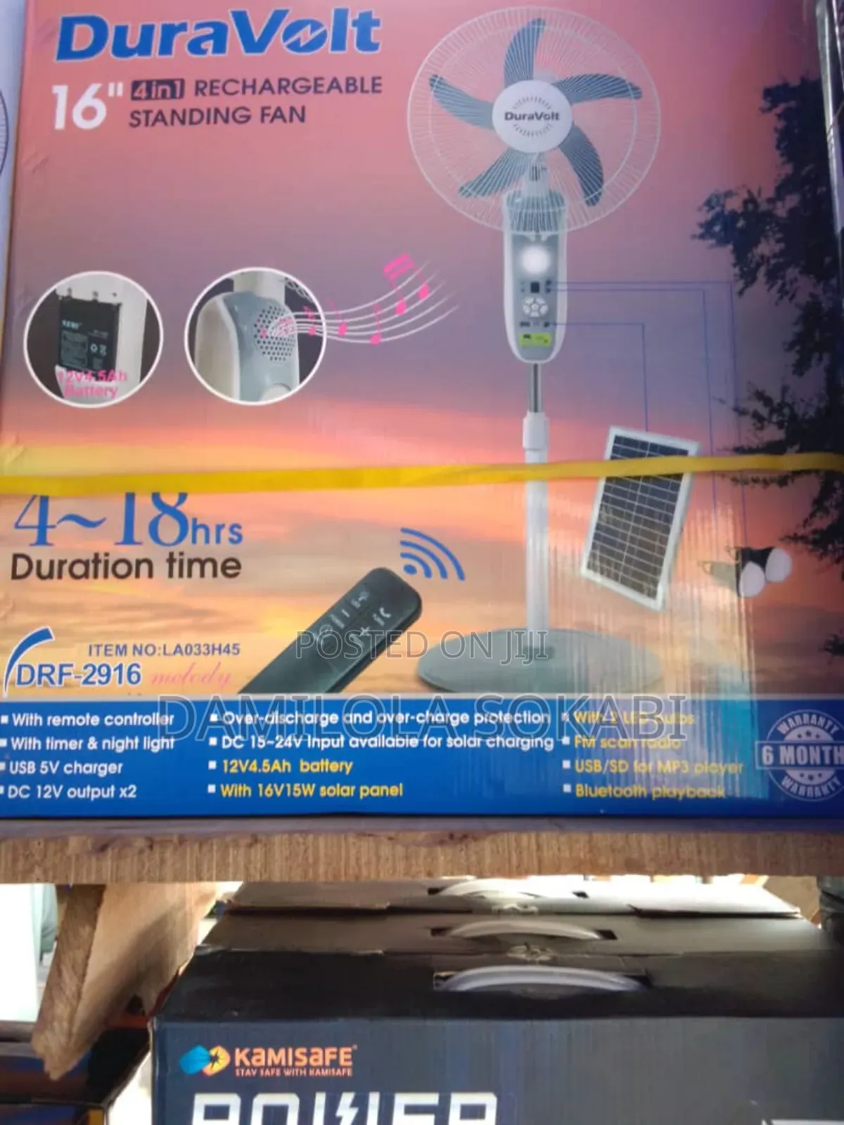 4 in 1 Duravolt Rechargeable Fan With Solar,Led Bulb,Bluetooth