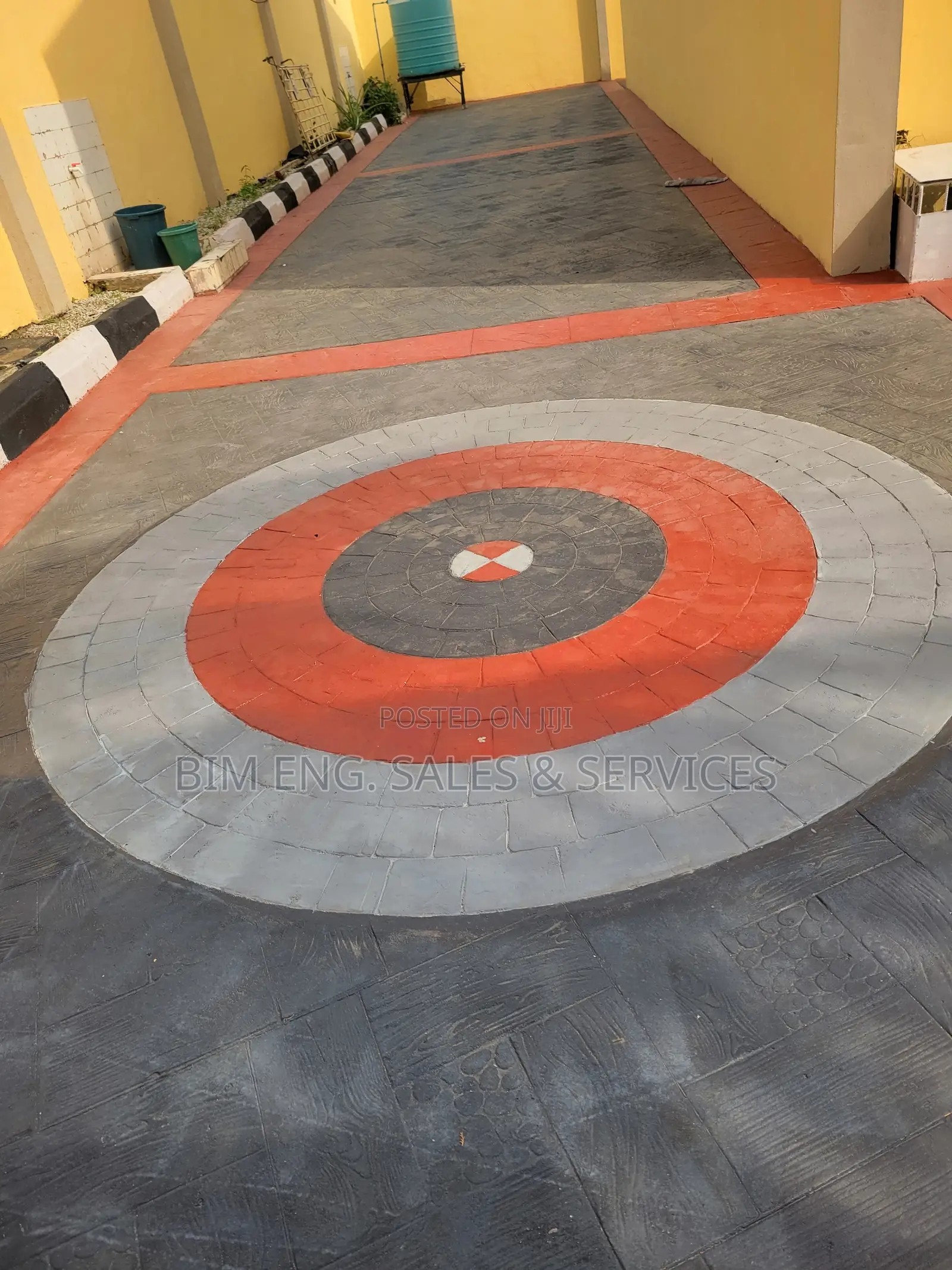 Red and Grey Stamped,Stone,Brick and Wood