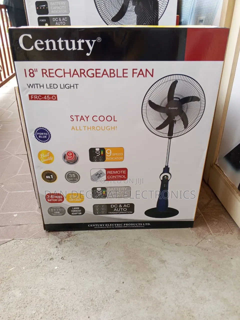 Century 18" Rechargeable Standing Fan FRC-45-O