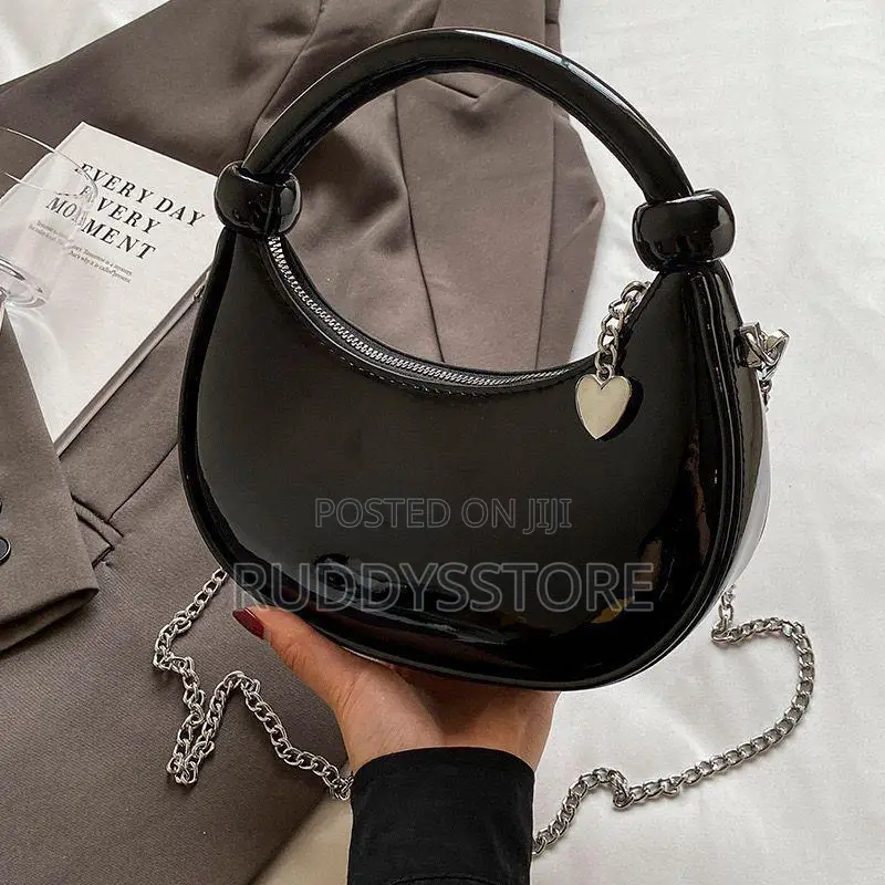 Glossy Black Curvy Handbag
