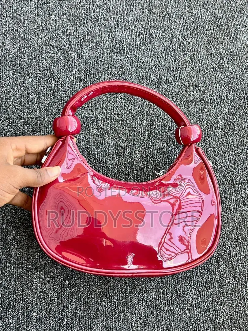Glossy Black Curvy Handbag