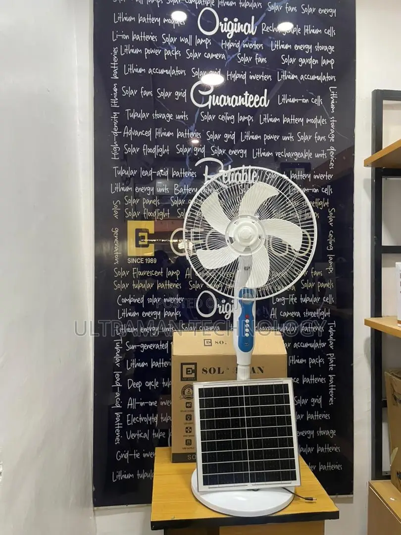 16” Solar/Dc Rechargeable Fan (Inbuilt Battery)
