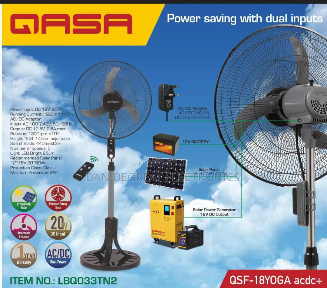 Qasa 18" Yoga Ac/Dc Standing Fan QSF-18yoga Ac/Dc+