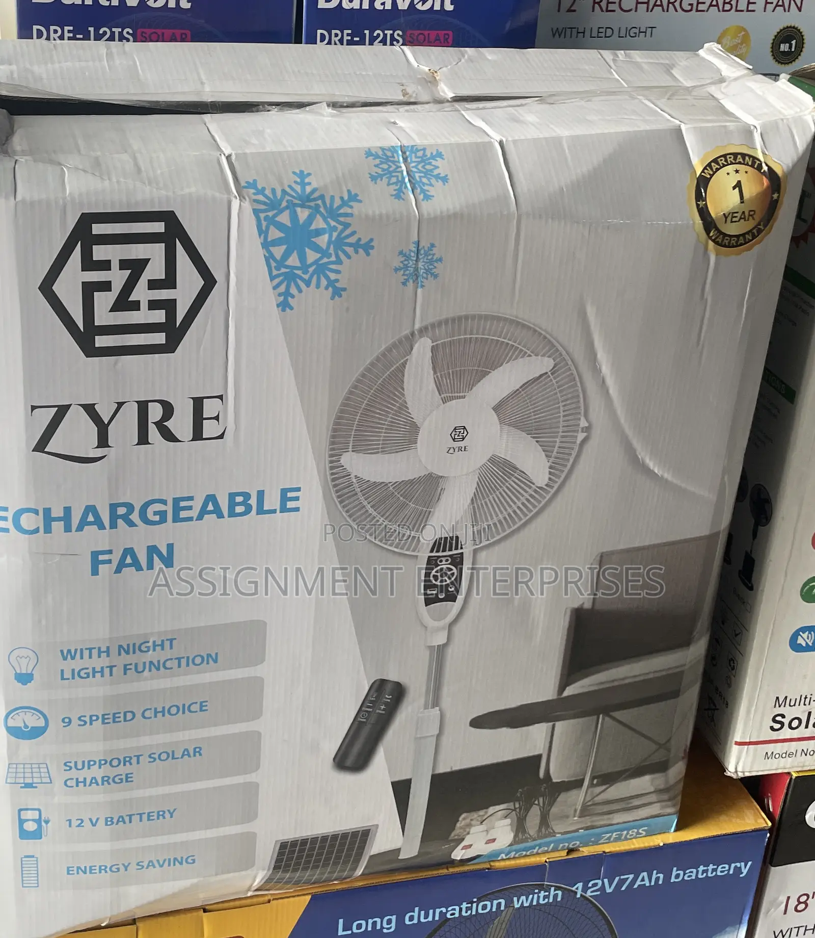 Zyre 18 Inches Rechargeable Fan