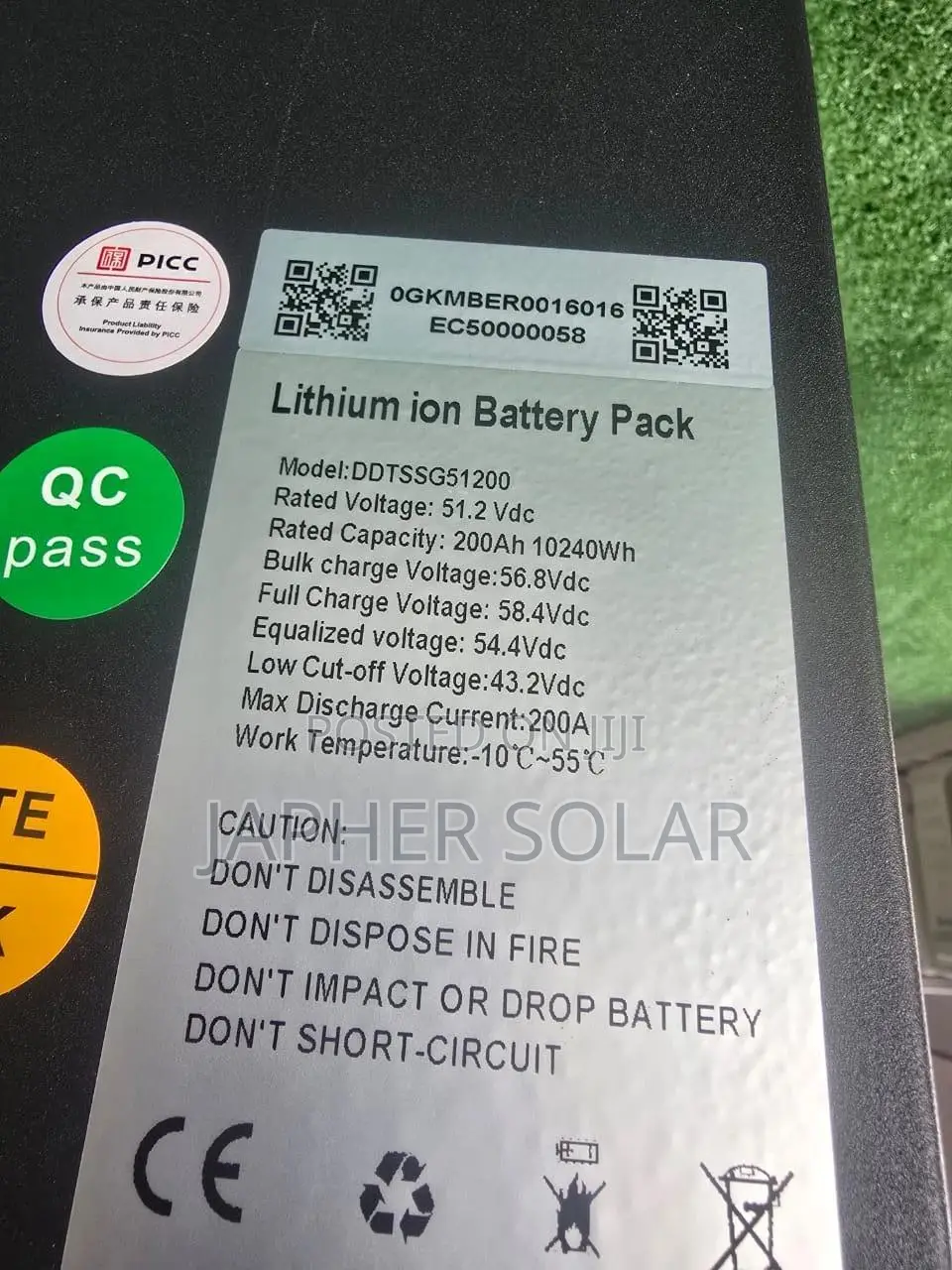 10.2kwh 51.2v Dipower Byd Grade a Lithium Battery