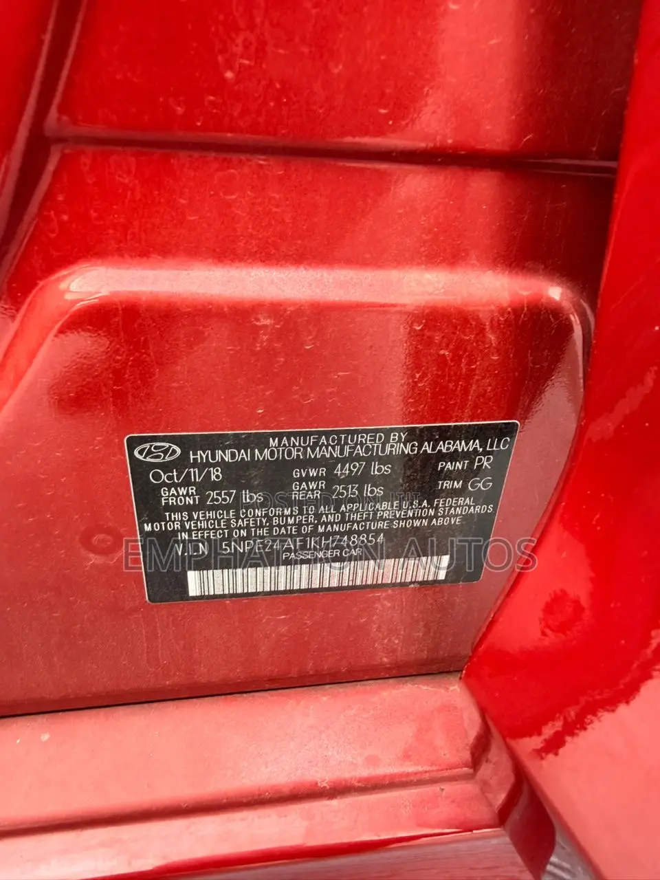 Hyundai Sonata SE 2019 Red