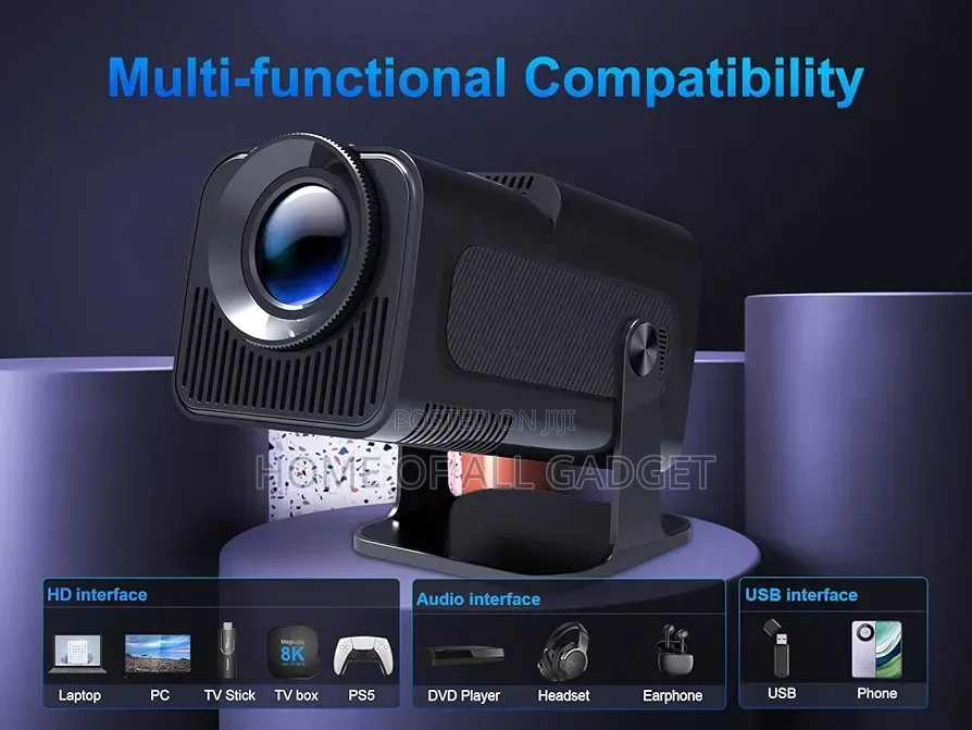 Smart Projector 10000 Lumens With Wifi 6 Hy320 Portable Projector, 