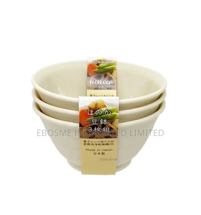 White Ceramic Bowl Honoca Mamebachi 3pcs D90mm X H45mm