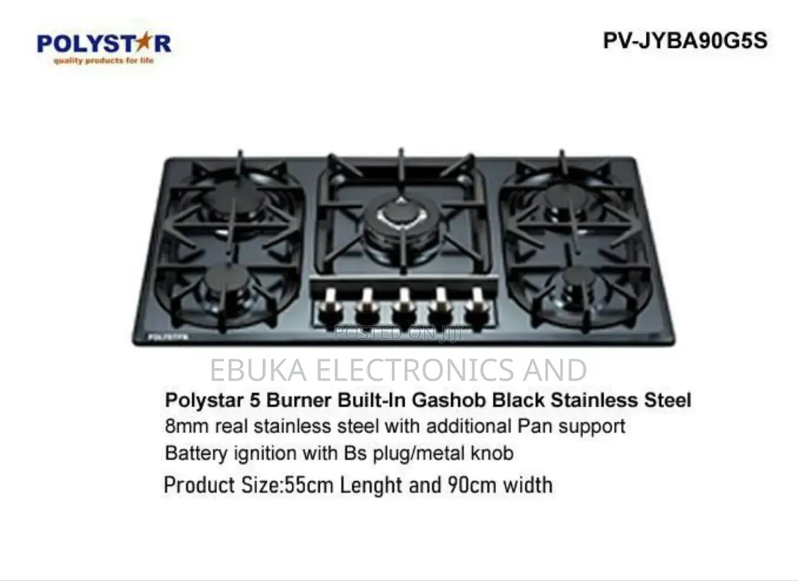 Polystar 5-Burner Built-in Cabinet Cooker (Pv-Jyba90g5s)