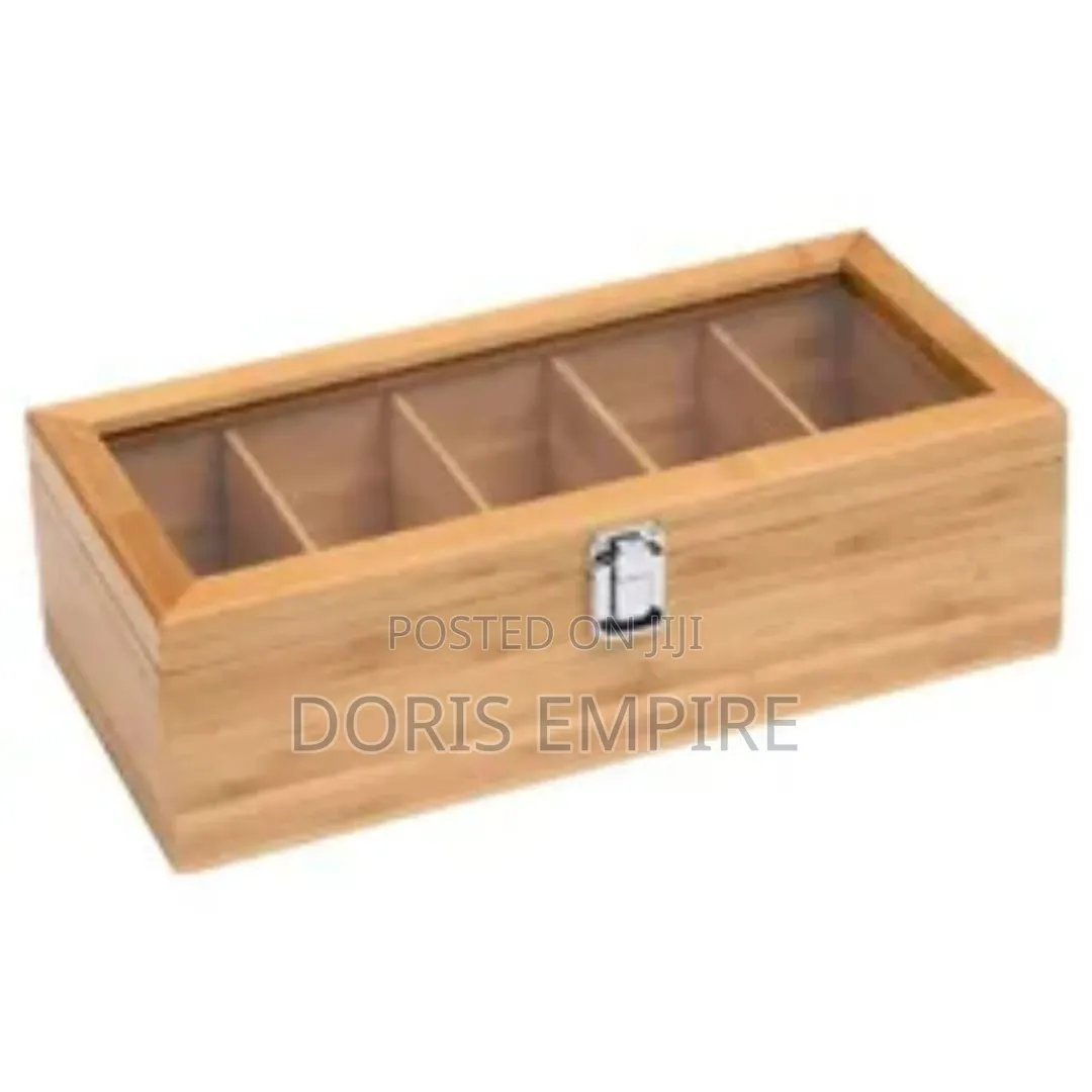 Multipurpose Wooden Tea Bags and Coffee Storage Box With Partition.