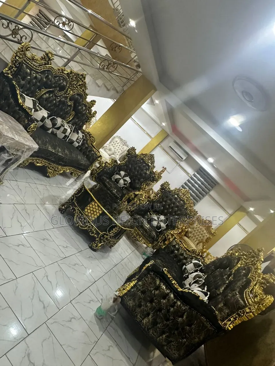By 7 Black on Gold Royale Sofa Chair