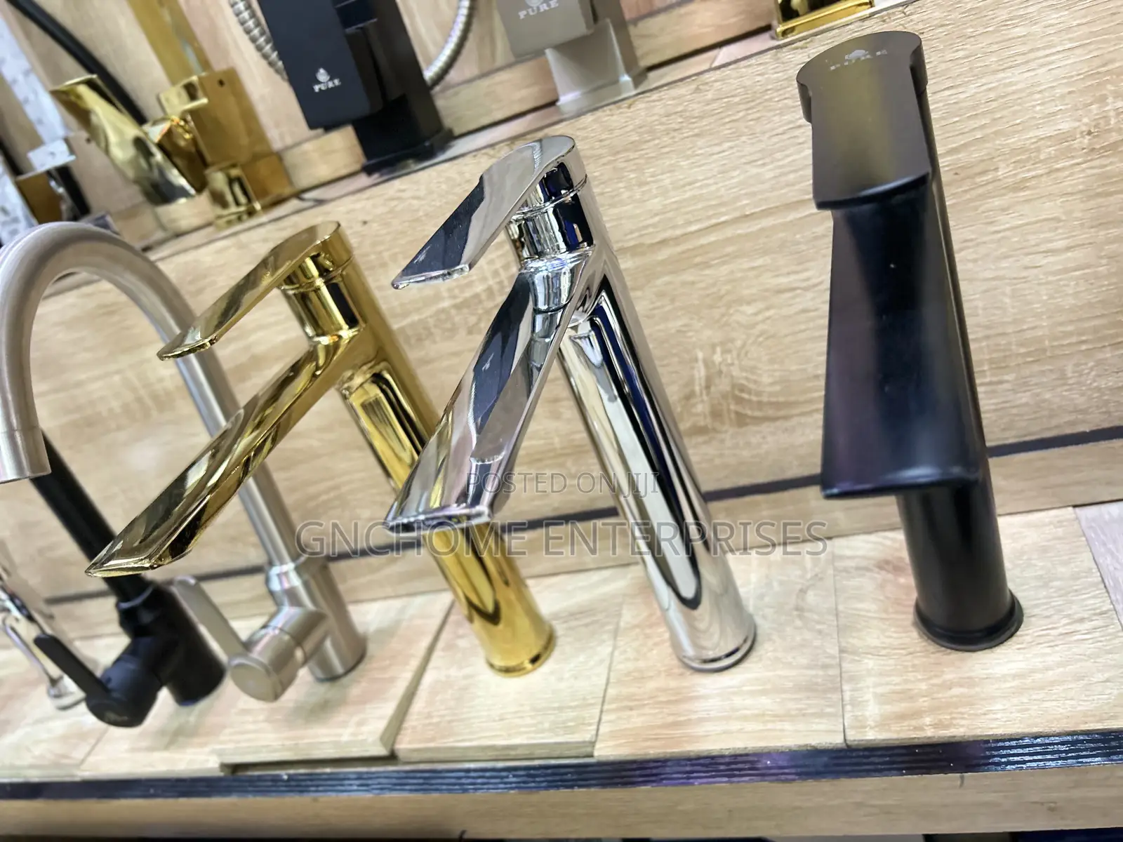 Long Basin Mixer Tap Black Gold Stainless