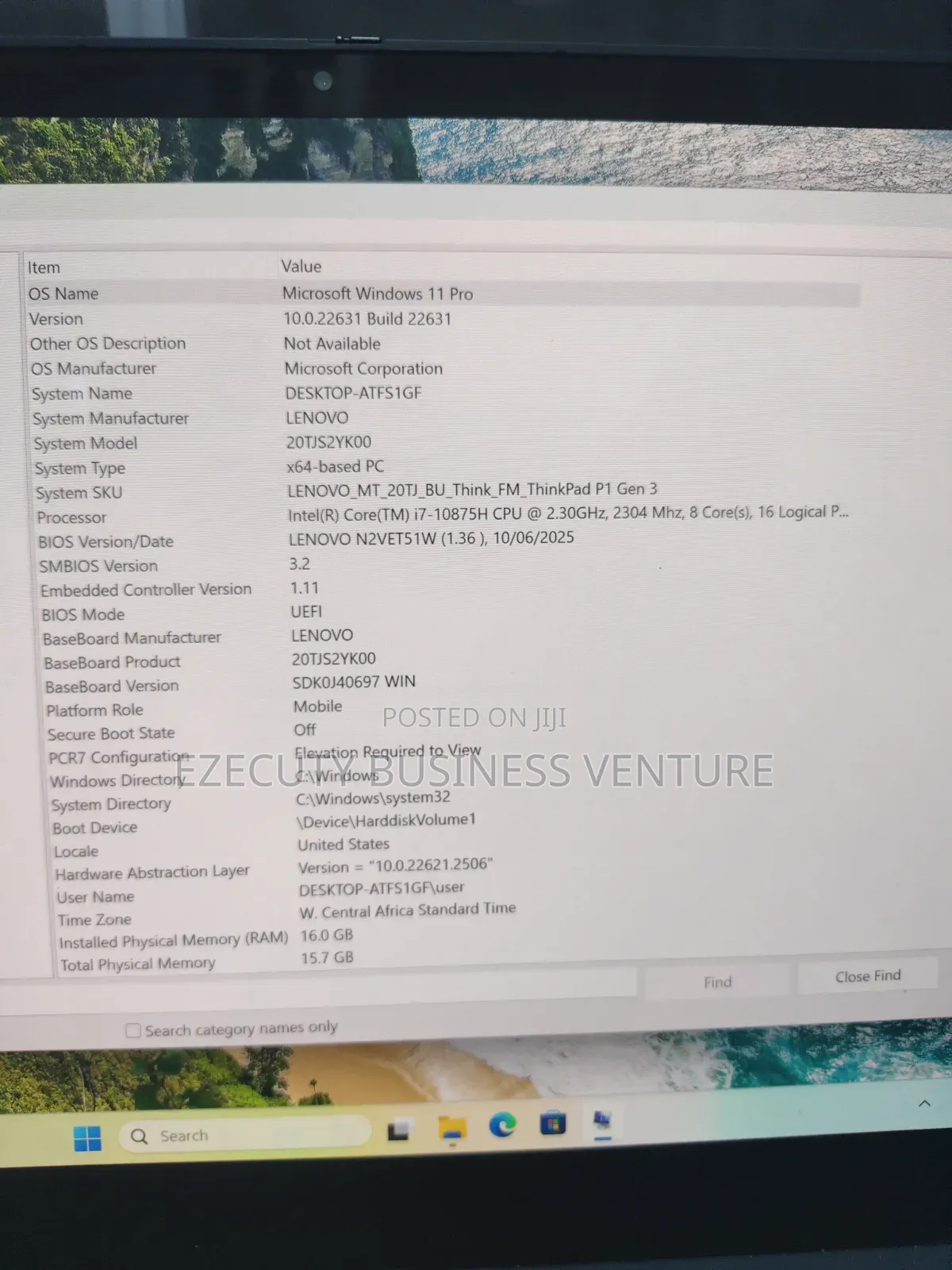 Laptop Lenovo ThinkPad P1 Gen 3 16GB Intel Core i7 SSD 512GB