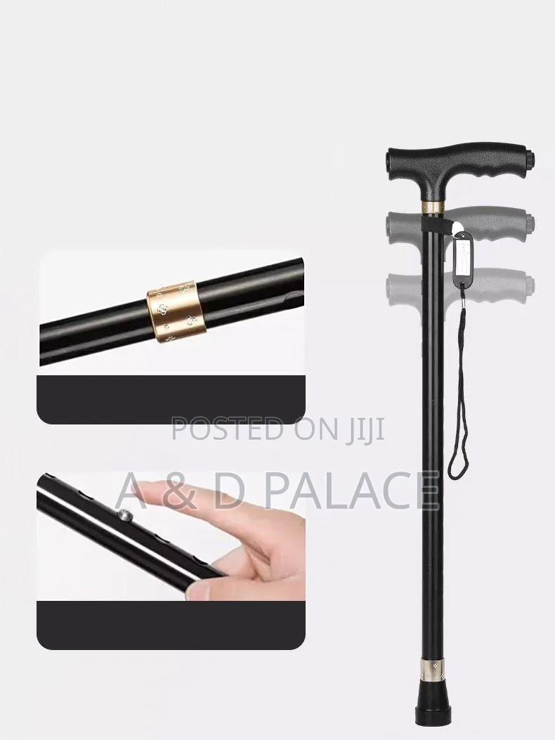Adjustable Height Strong Iron Anti Slip Multifunctional Walking Stick