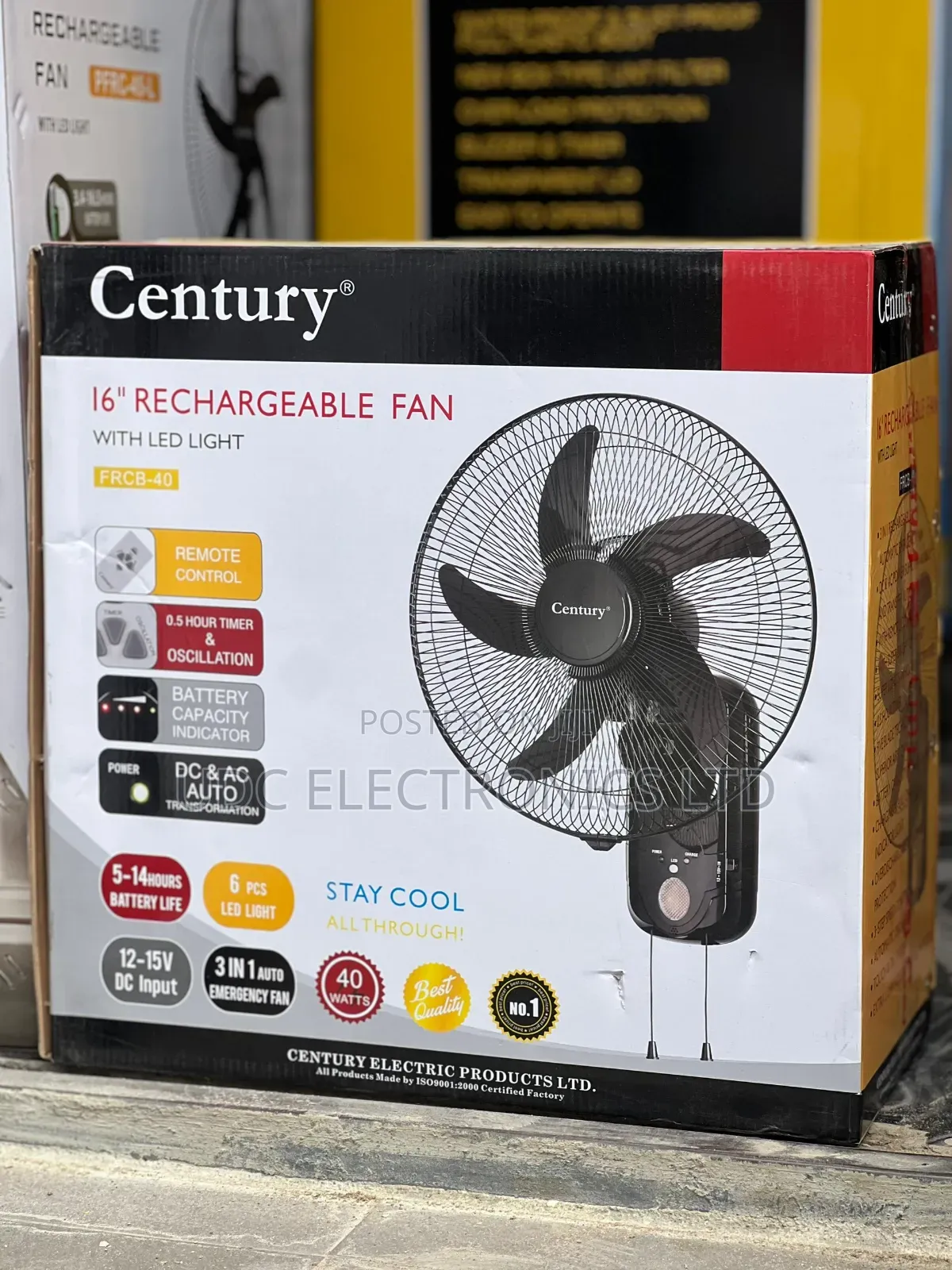 Century 16 Inches FRCB-40 Rechargeable Wall Fan
