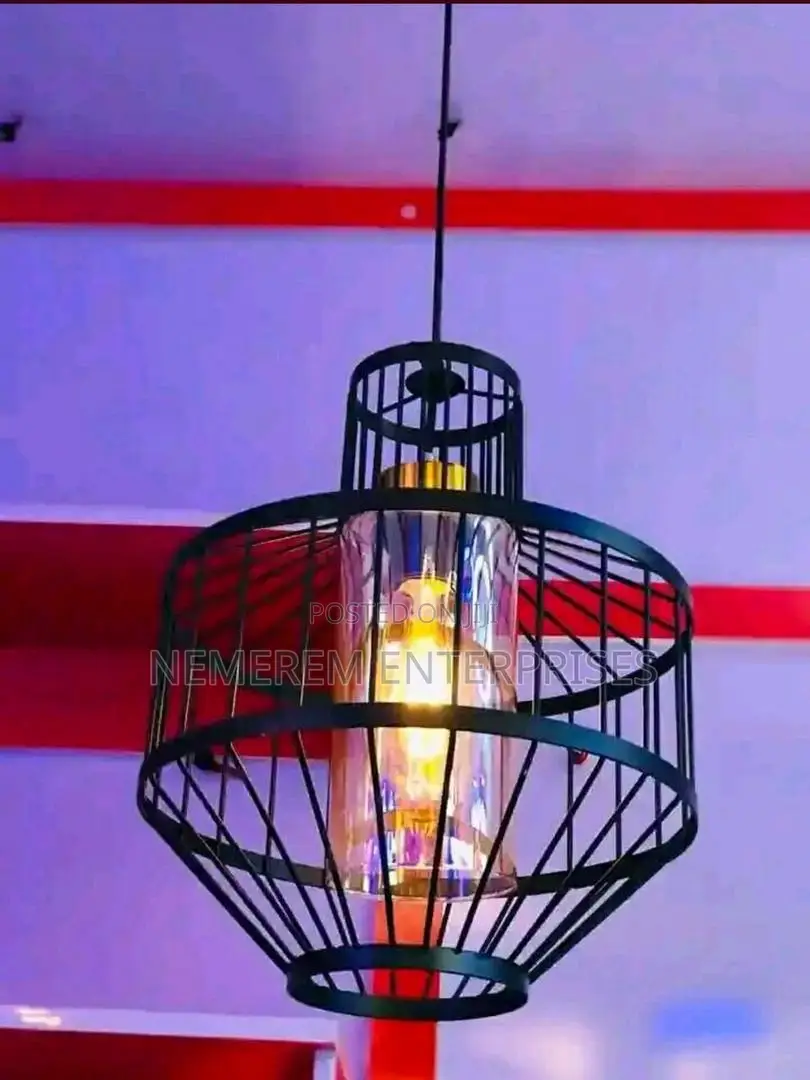 Modern Industrial Birdcage Pendant Light Stylish Black Gold Hangin