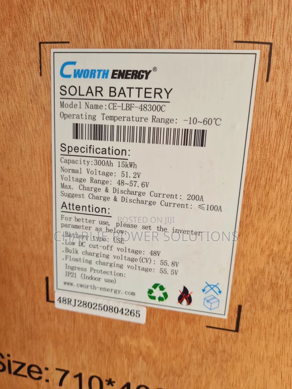 15kwh 51.2v Cworth Lithium Battery