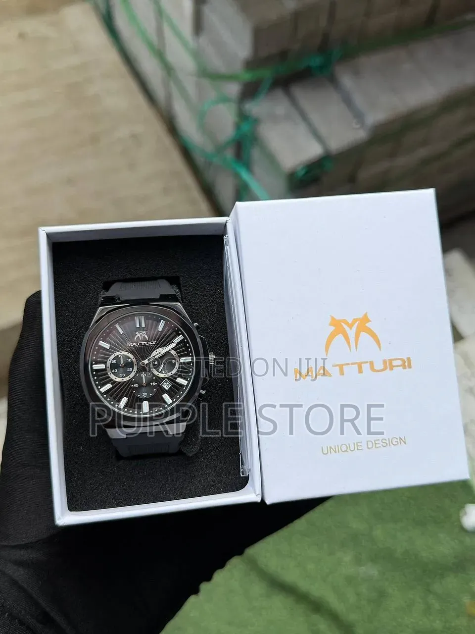 Matturi Chronograph Rubber Strap Watch Fully Packaged